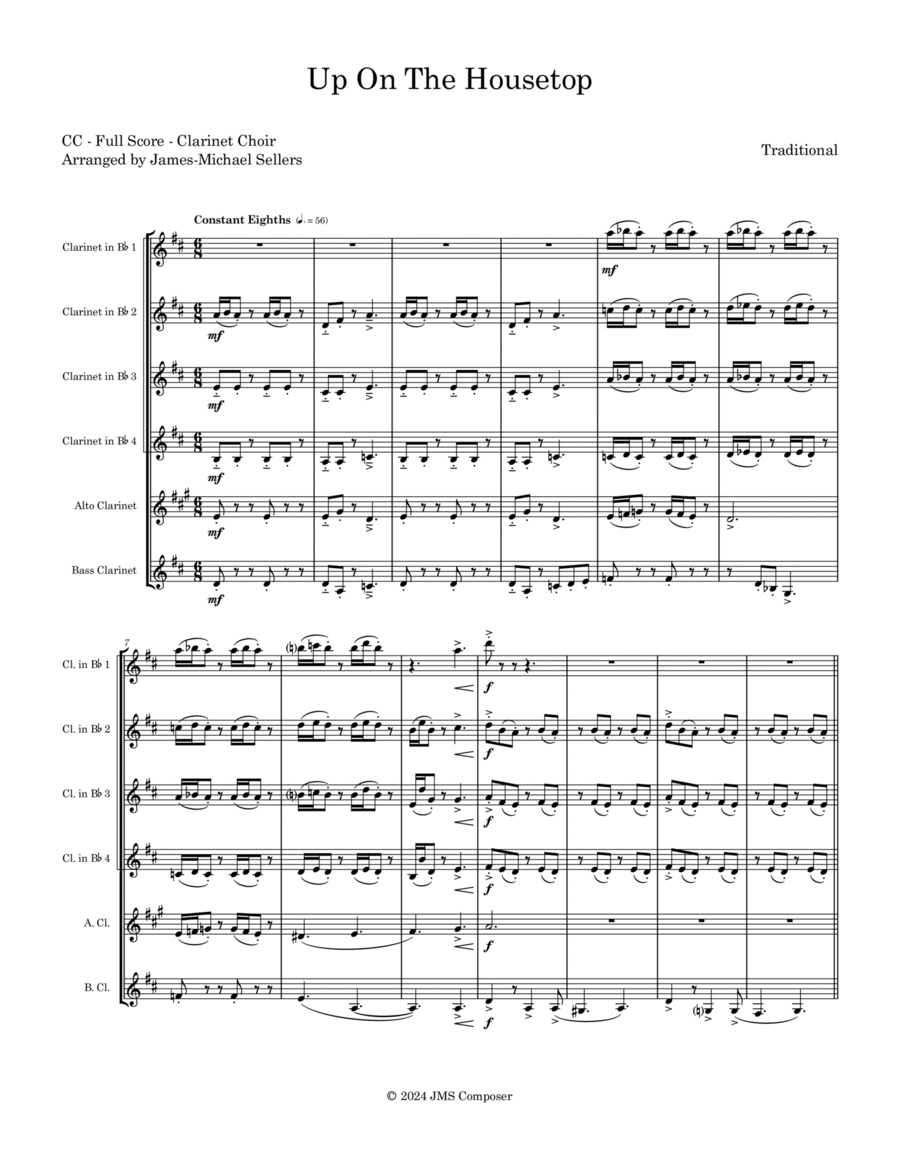 Up on the Housetop (Clarinet Choir) Clarinet Choir scores gallery preview page 1