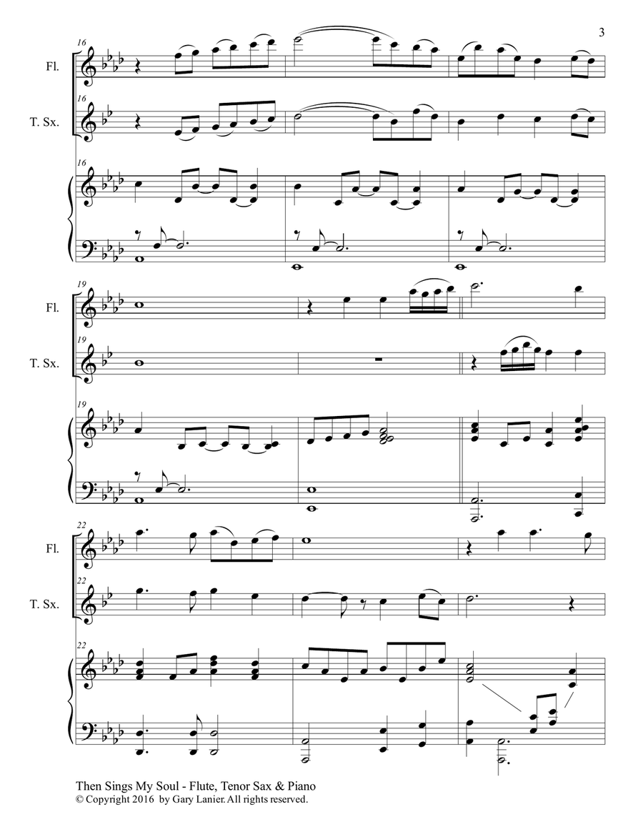Trios for 3 GREAT HYMNS (Flute & Tenor Sax with Piano and Parts) Woodwind Duet scores gallery preview page 4