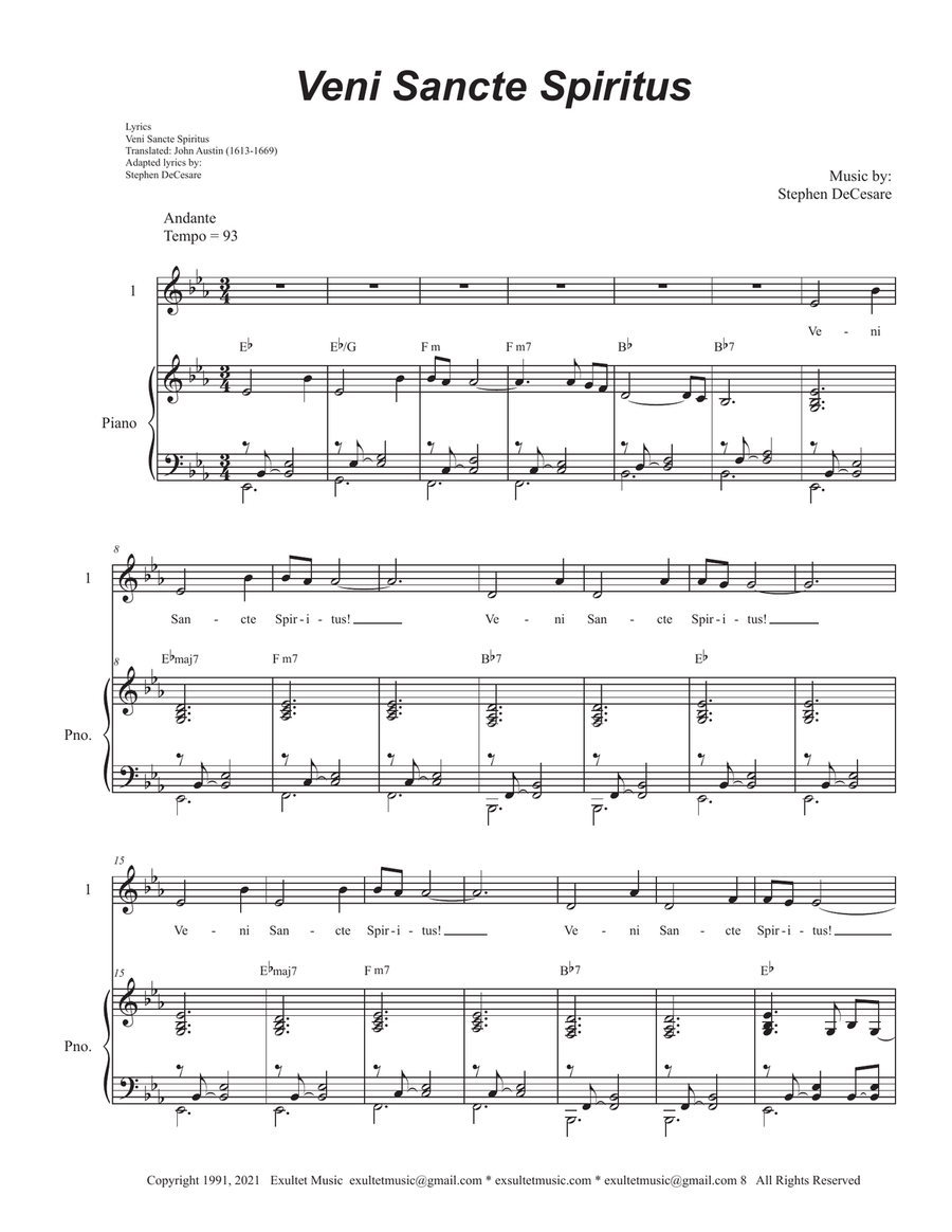 Veni Sancte Spiritus (for 4 voices) Piano, Vocal scores gallery preview page 2