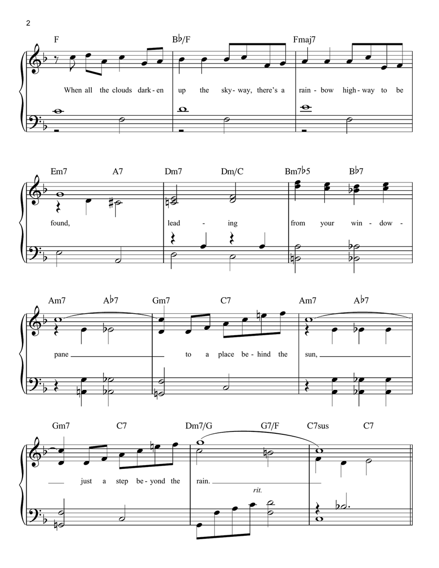 Over The Rainbow Over The Rainbow Easy Piano scores gallery preview page 2
