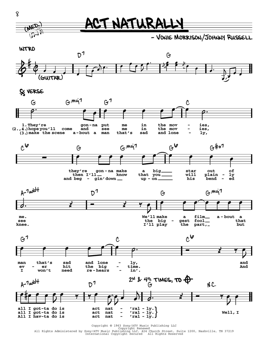 Act Naturally [Jazz version] Voice scores gallery preview page 1