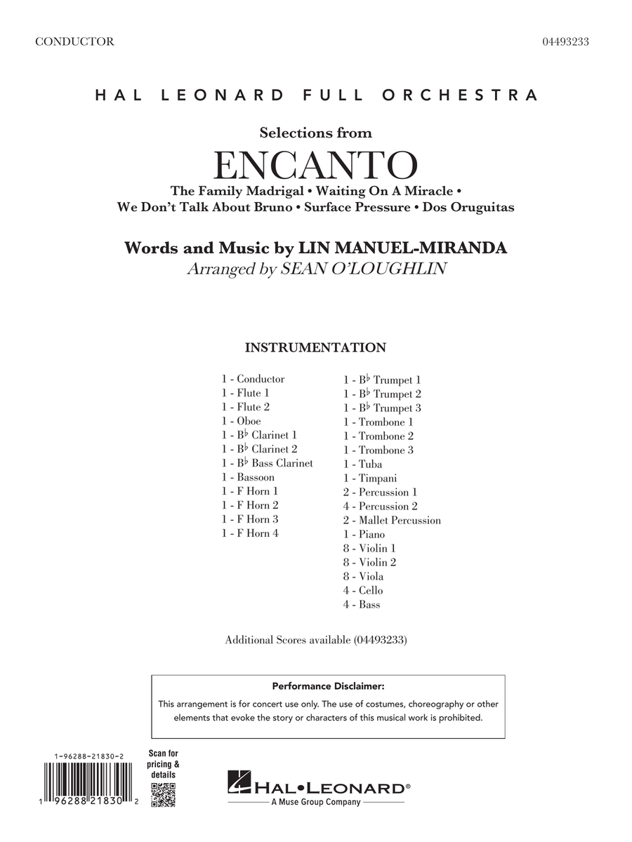 Selections from Encanto (arr. Sean O'Loughlin) - Conductor Score (Full Score) Full Orchestra scores gallery preview page 1