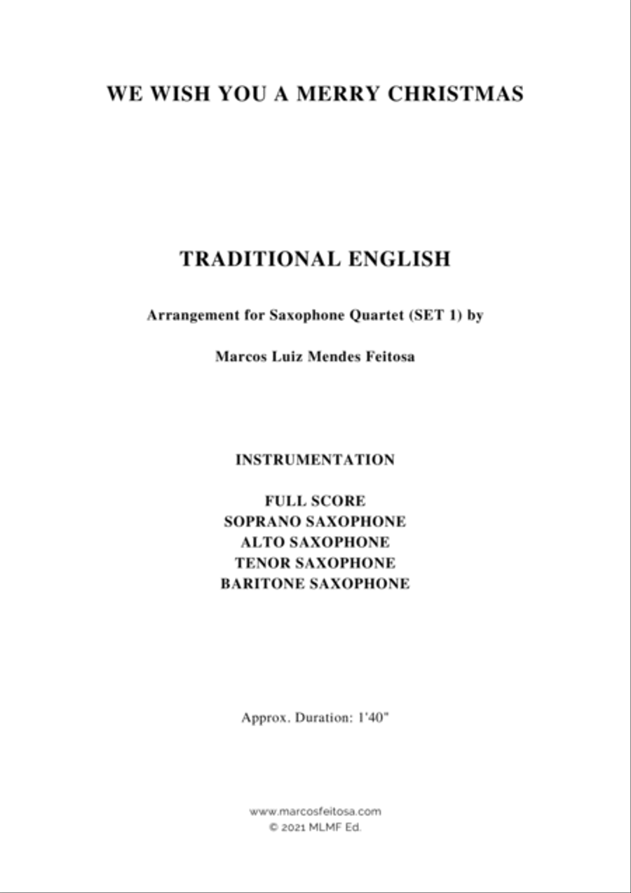 We Wish You A Merry Christmas - Saxophone Quartet (SET 1) Saxophone Quartet scores gallery preview page 2