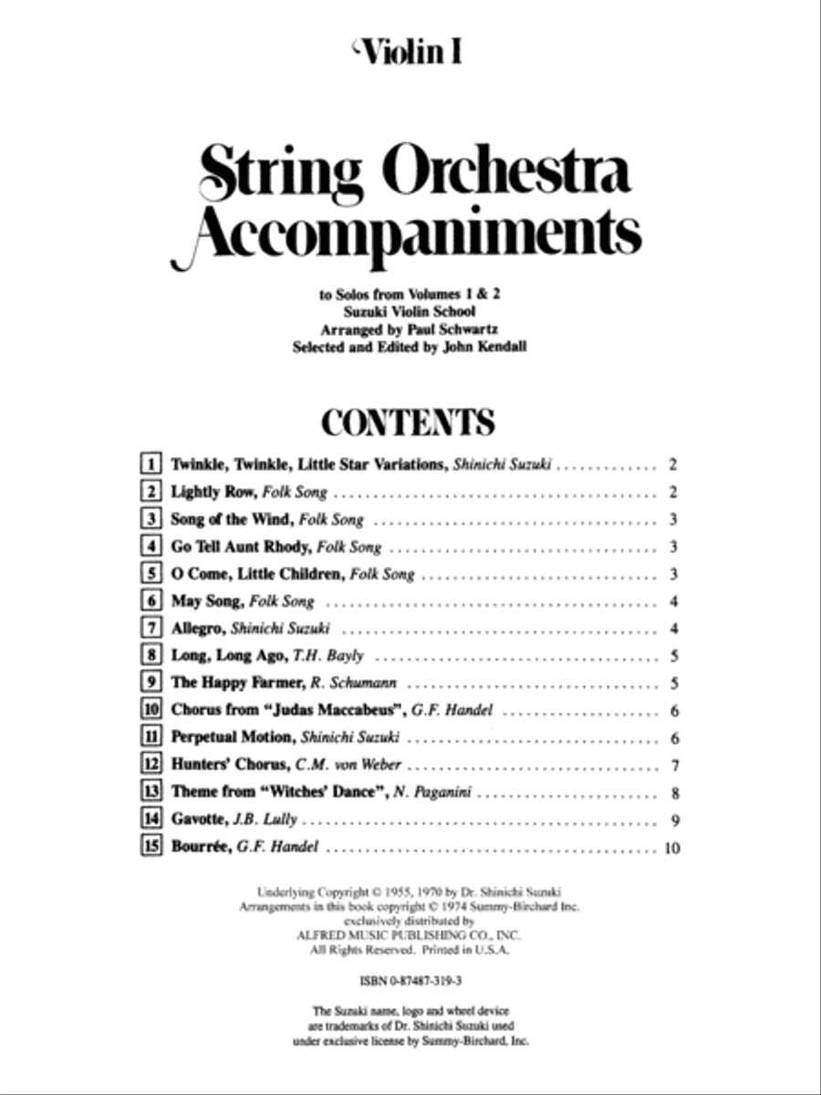 String Orchestra Accompaniments to Solos from Volumes 1 & 2