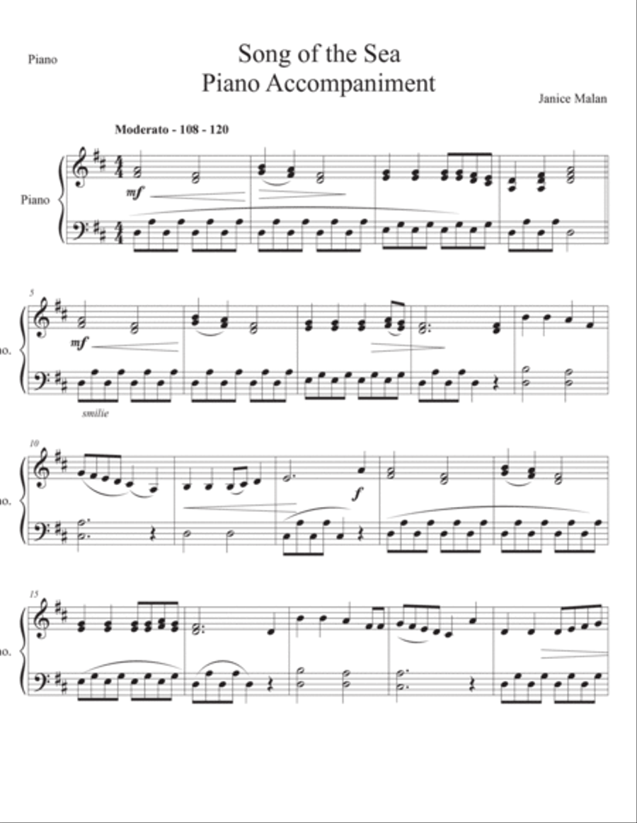 Song of the Sea for Viola solo with piano accompaniment Piano Accompaniment scores gallery preview page 3