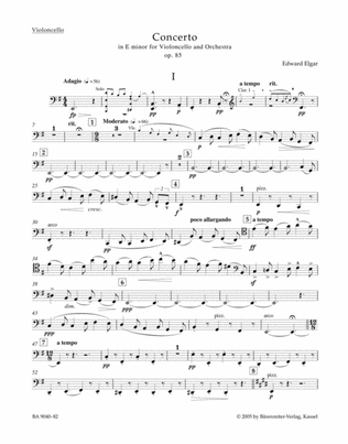 Book cover for Concerto for Violoncello and Orchestra in E minor, op. 85