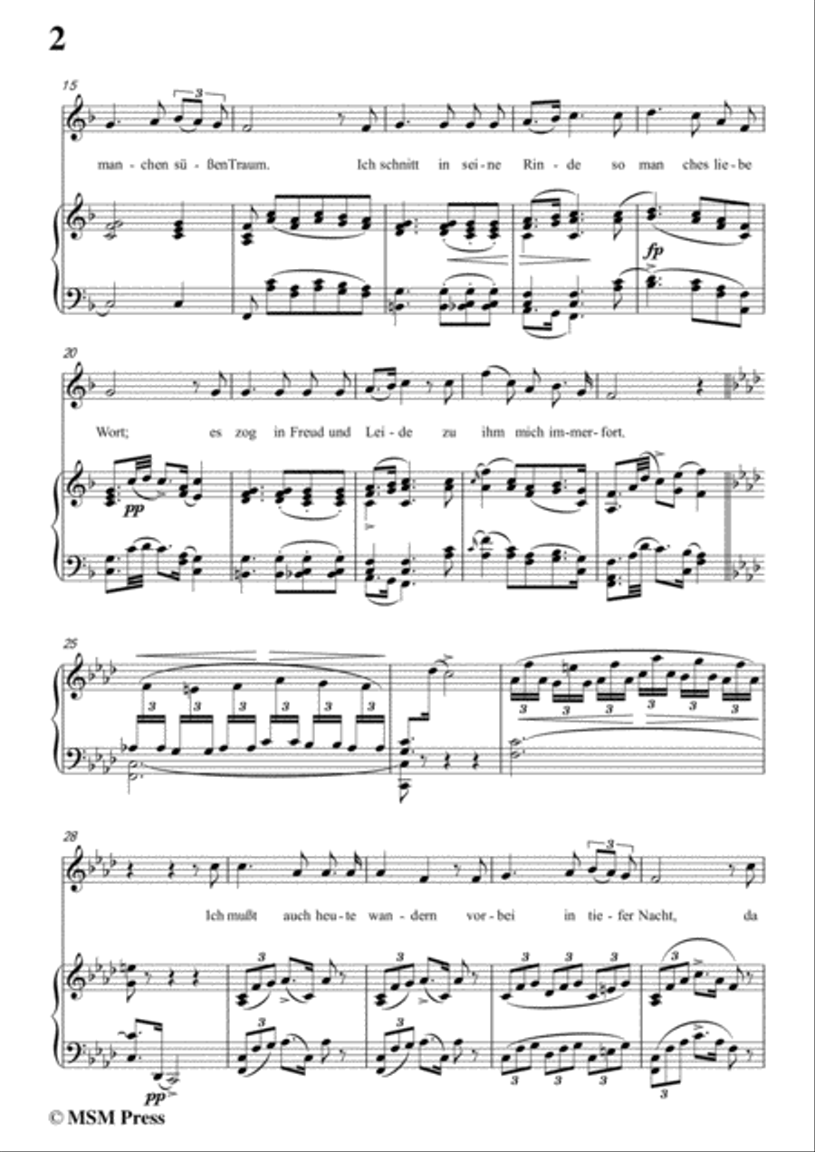 Schubert-Der Lindenbaum,Op.89,No.5,in F Major,for Voice and Piano Voice Solo scores gallery preview page 4
