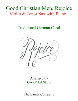 GOOD CHRISTIAN MEN, REJOICE (Violin, Tenor Sax with Piano & Score/Parts)