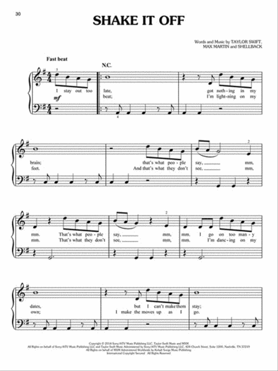 Taylor Swift – 1989 Easy Piano scores gallery preview page 4