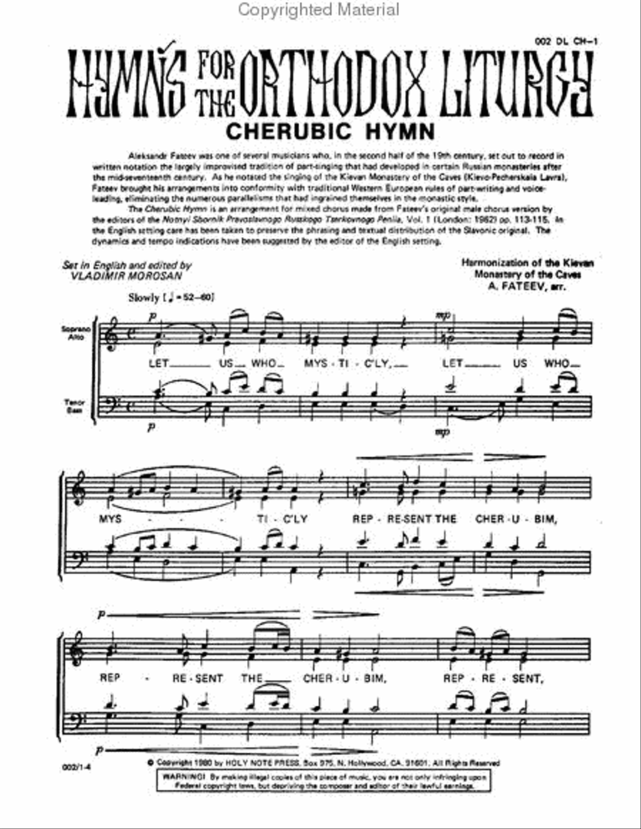 Cherubic Hymn 4-Part scores gallery preview page 2
