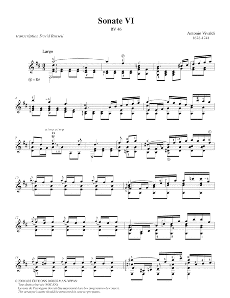Sonate VI, RV 46 Sonate VI, RV 46 Classical Guitar scores gallery preview page 2