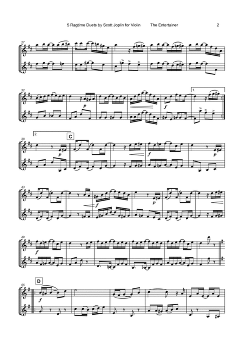 Five Ragtime Duets by Scott Joplin for Violin
