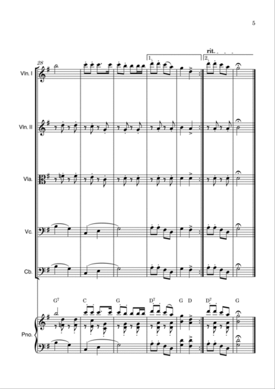 Jingle Bells String Quintet scores gallery preview page 5