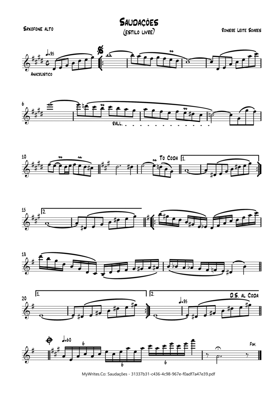 Saudações Alto Saxophone scores gallery preview page 1