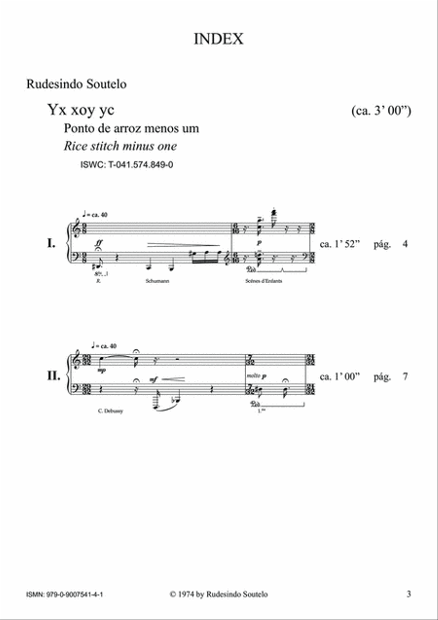 Yx xoy yc - Ponto de arroz menos um / Rice stitch minus one Piano Method scores gallery preview page 3