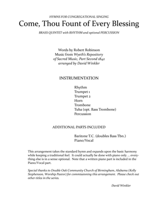 Book cover for Come, Thou Fount of Every Blessing (hymn accompaniment)