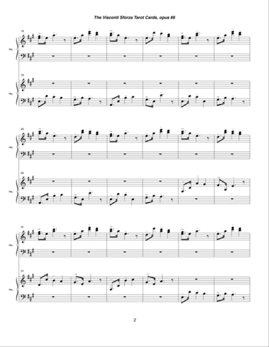 Visconti Sforza Tarot Cards, opus 66 ... Twenty Two Salon Pieces For Two Pianos (1996) 15 La Tempera 2 Pianos, 4-Hands scores gallery preview page 2