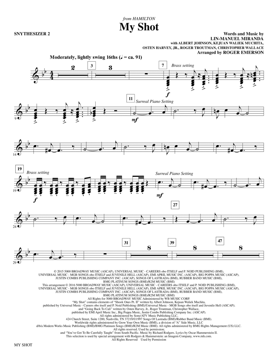 My Shot (arr. Roger Emerson) - Synthesizer II Choir scores gallery preview page 1