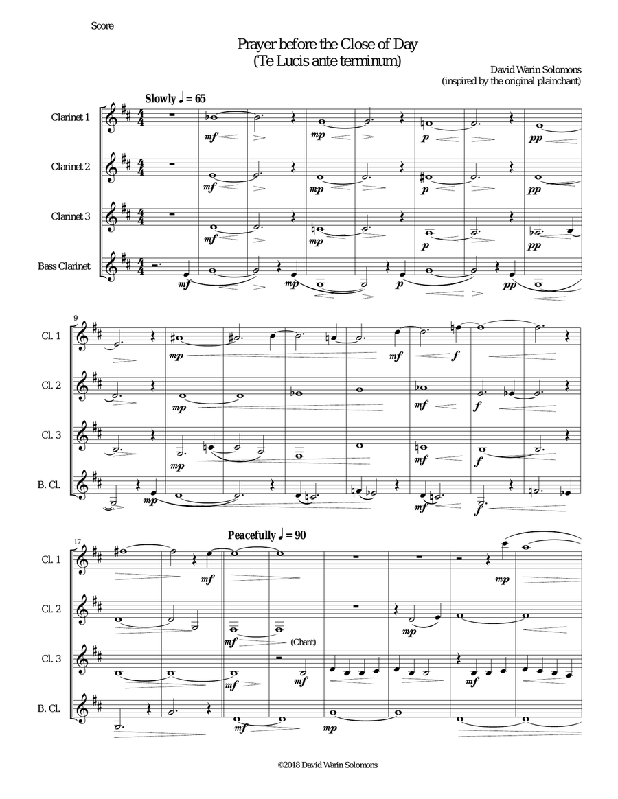 Prayer before the Close of day - based on the chant 