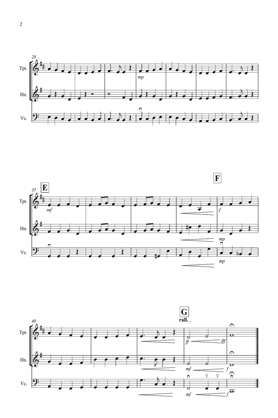 Ode to Joy for Trumpet, Horn and Cello Trio Small Ensemble scores gallery preview page 2