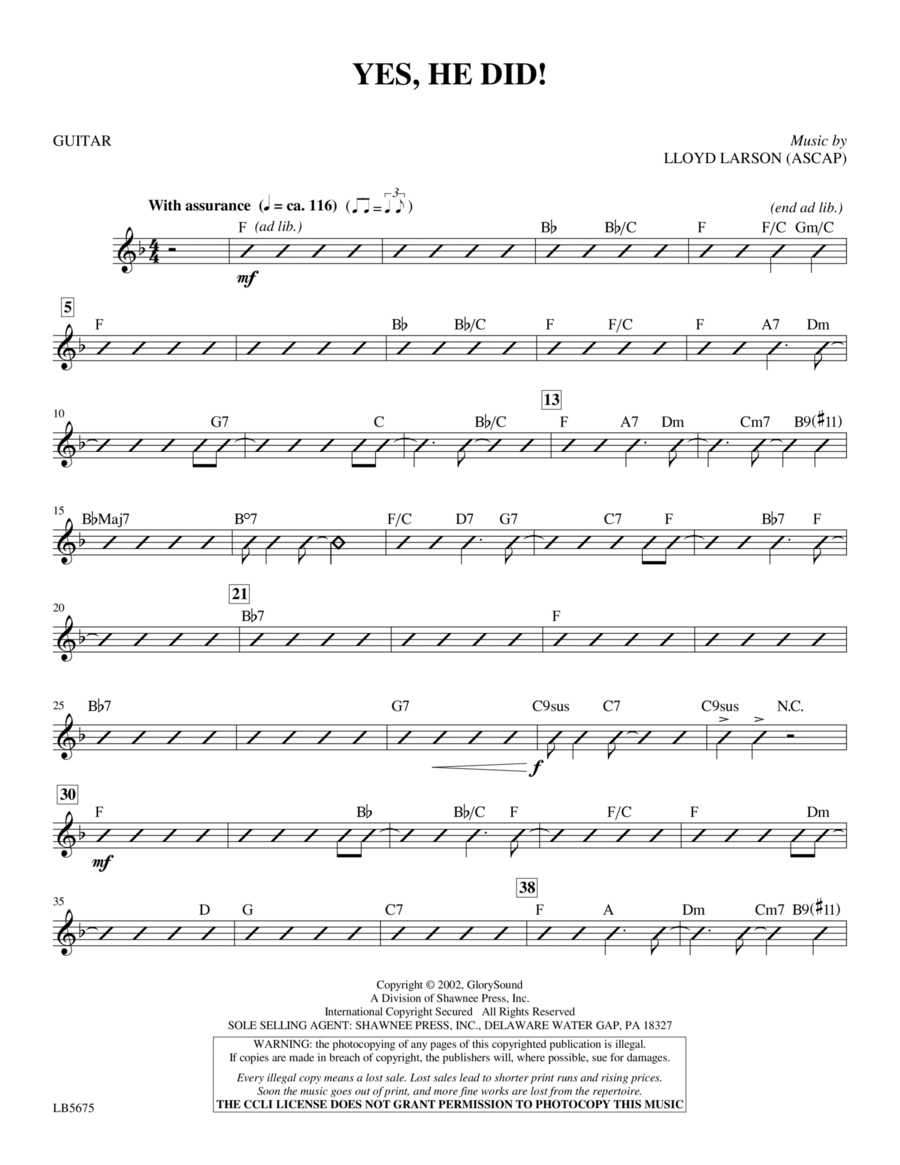 Yes, He Did! - Guitar Choir scores gallery preview page 1
