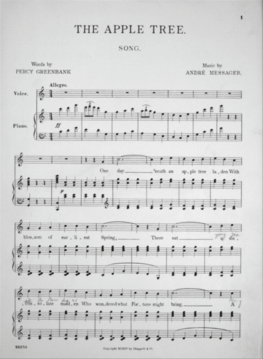 The Apple Tree. Song From the Comic Opera Veronique Voice scores gallery preview page 2