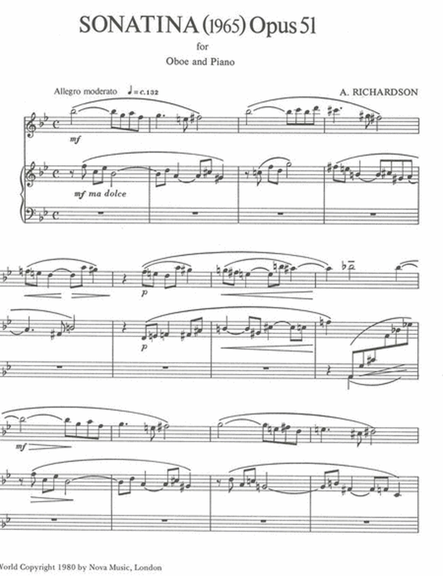 Sonatina For Oboe And Piano