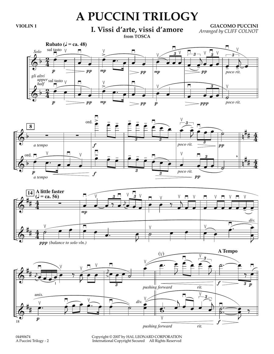 A Puccini Trilogy - Violin 1 Orchestra scores gallery preview page 1