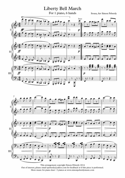 Liberty Bell March arranged for piano 6 hands image number null