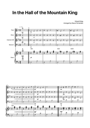 In the Hall of the Mountain King - Woodwind Quartet with Piano and Chord Notations