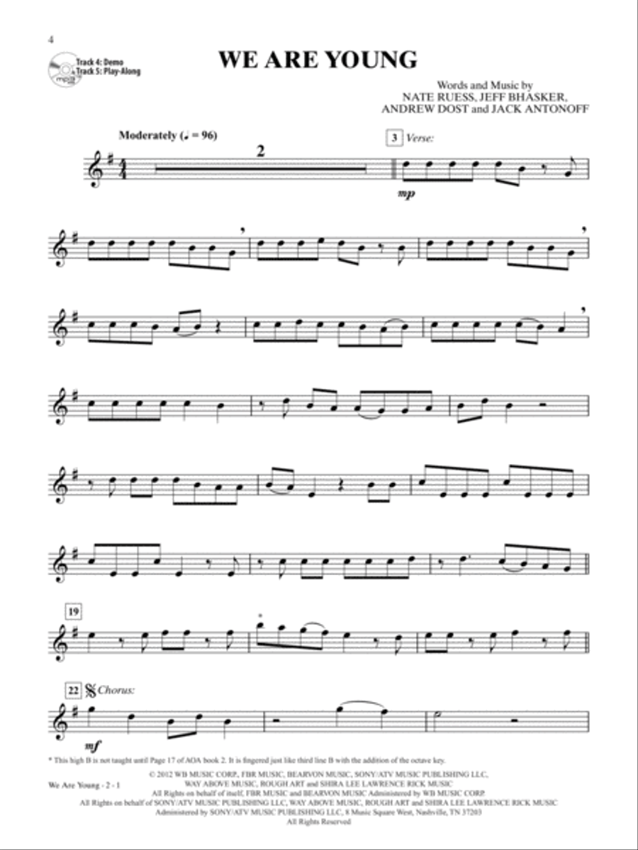 AOA Pop, Rock, and Movie Instrumental Solos Tenor Saxophone scores gallery preview page 4