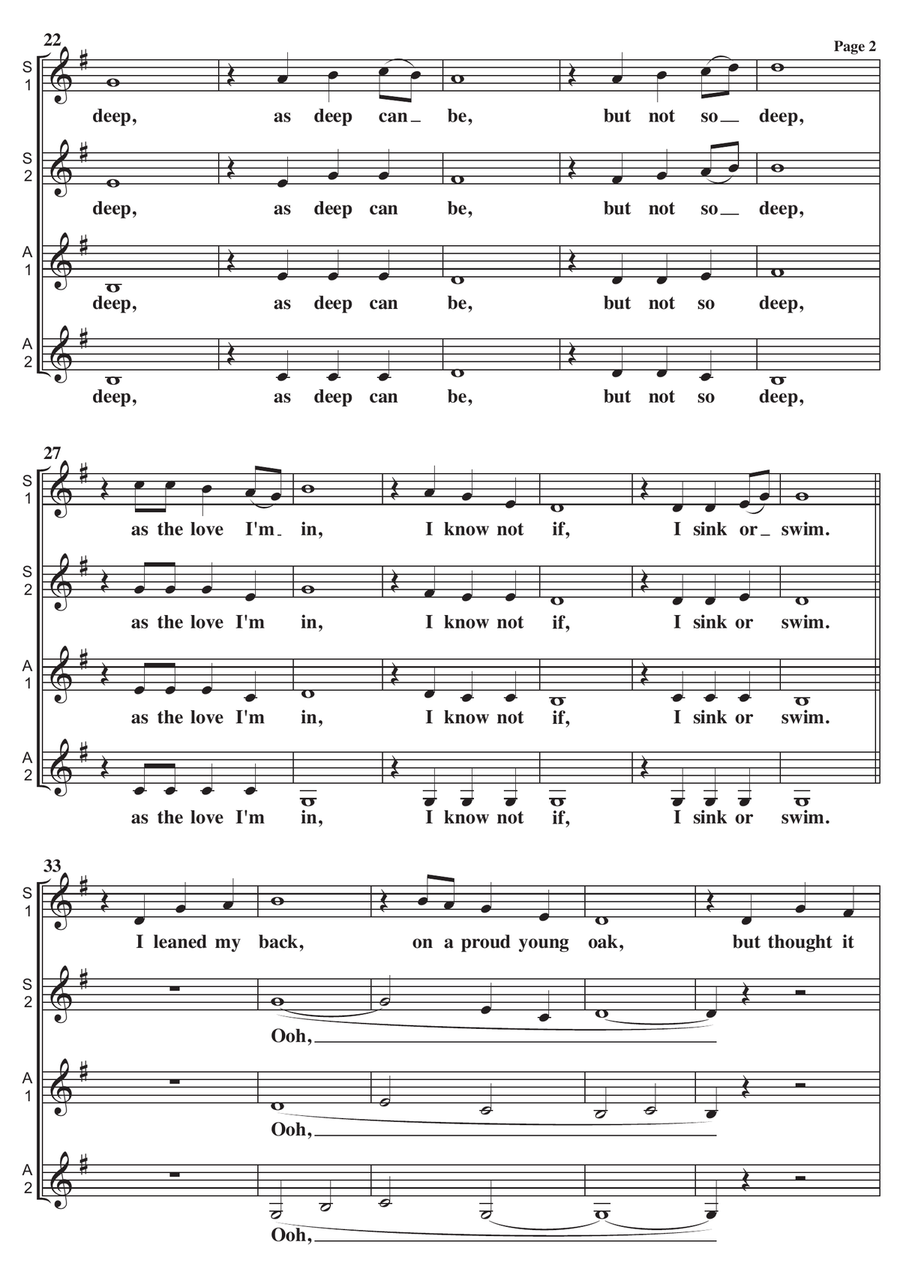 The Water Is Wide A Cappella SSAA SSAA scores gallery preview page 2
