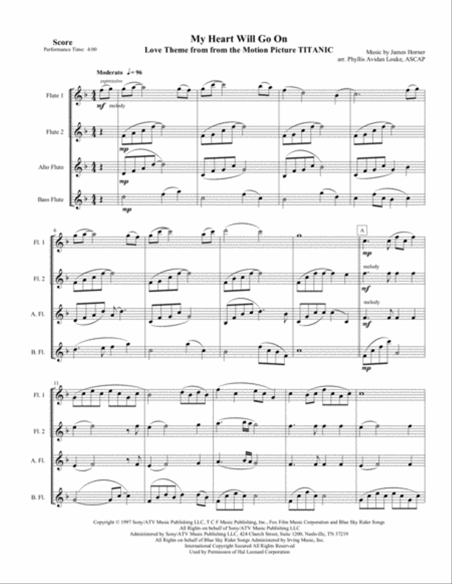 My Heart Will Go On (Love Theme from Titanic) Woodwind Ensemble scores gallery preview page 3