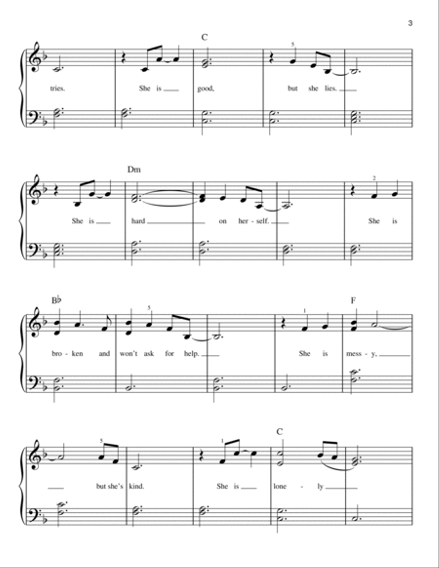 She Used To Be Mine (from Waitress The Musical) Easy Piano scores gallery preview page 3