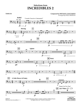 Selections from Incredibles 2 (arr. Paul Murtha) - Timpani