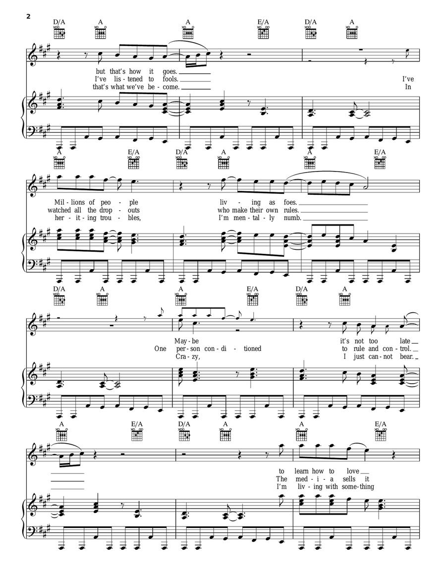 Crazy Train Piano, Vocal, Guitar scores gallery preview page 2
