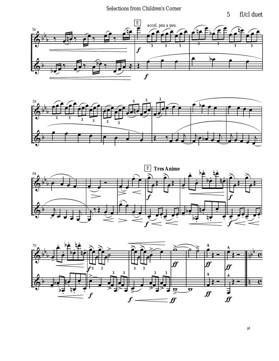 Debussy Children's Corner for flute and clarinet duet Debussy Children's Corner for flute and clarinet duet Woodwind Duet scores gallery preview page 5