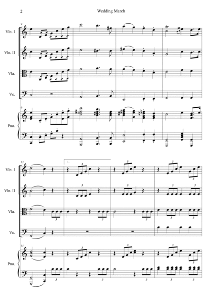 Wedding March Piano Quintet scores gallery preview page 2