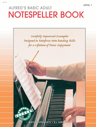 Book cover for Alfred's Basic Adult Piano Course Notespeller, Book 1