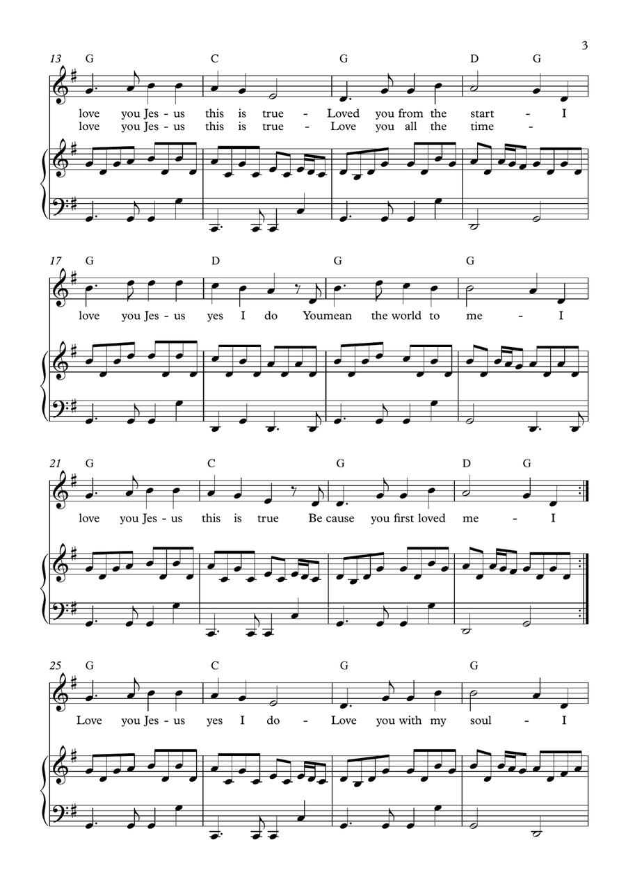I Love You Jesus Piano, Vocal scores gallery preview page 3