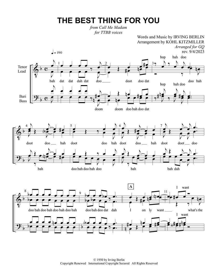 The Best Thing For You TTBB scores gallery preview page 2