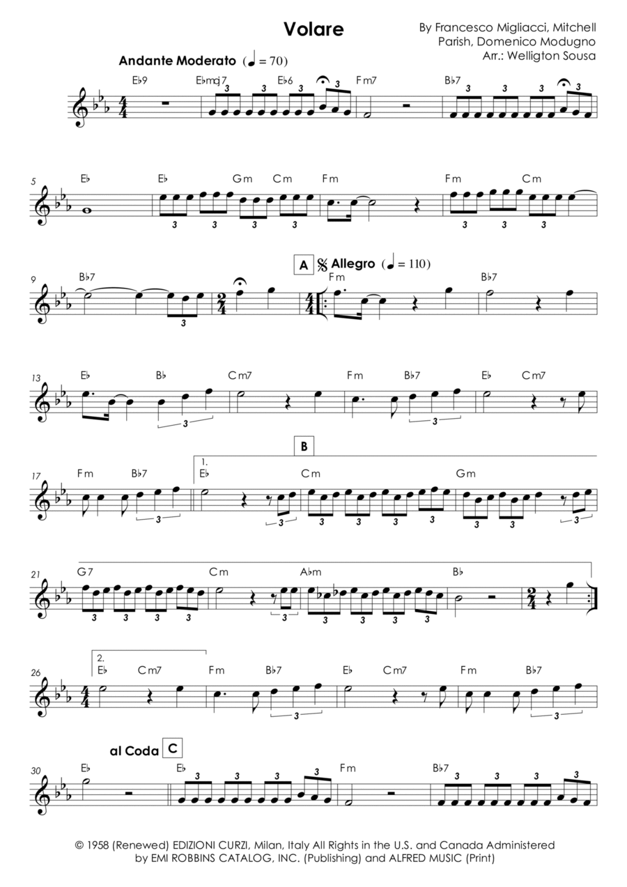 Volare Piano scores gallery preview page 1