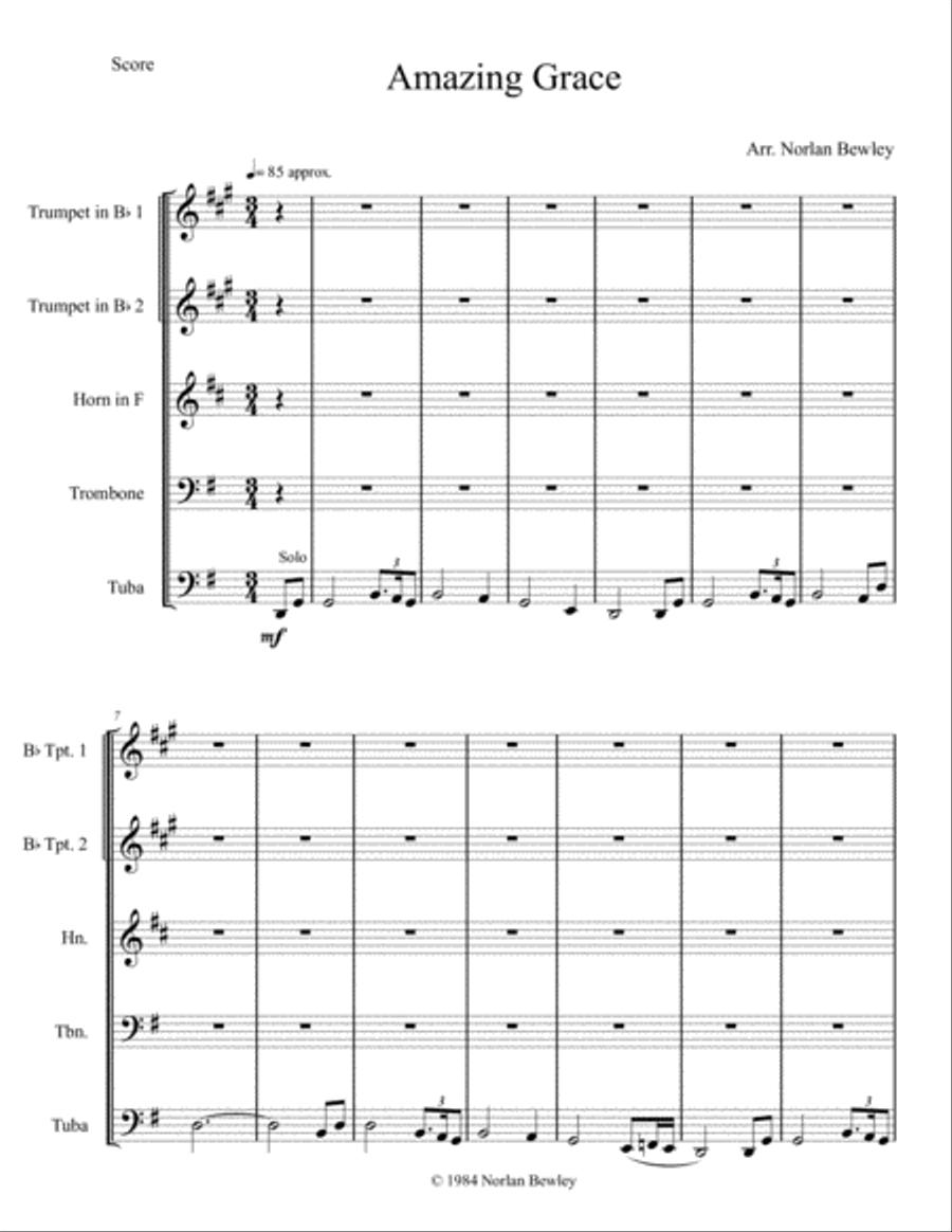 Amazing Grace - Brass Quintet image number null