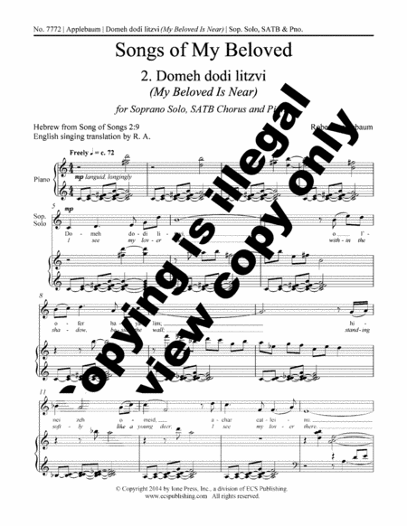Songs of My Beloved: 2. Domeh Dodi Litzvi (My Beloved is Near ) image number null