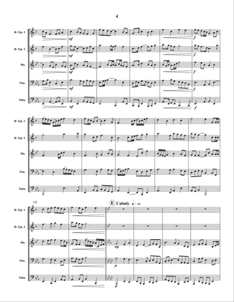 Coming Home Brass Quintet scores gallery preview page 4