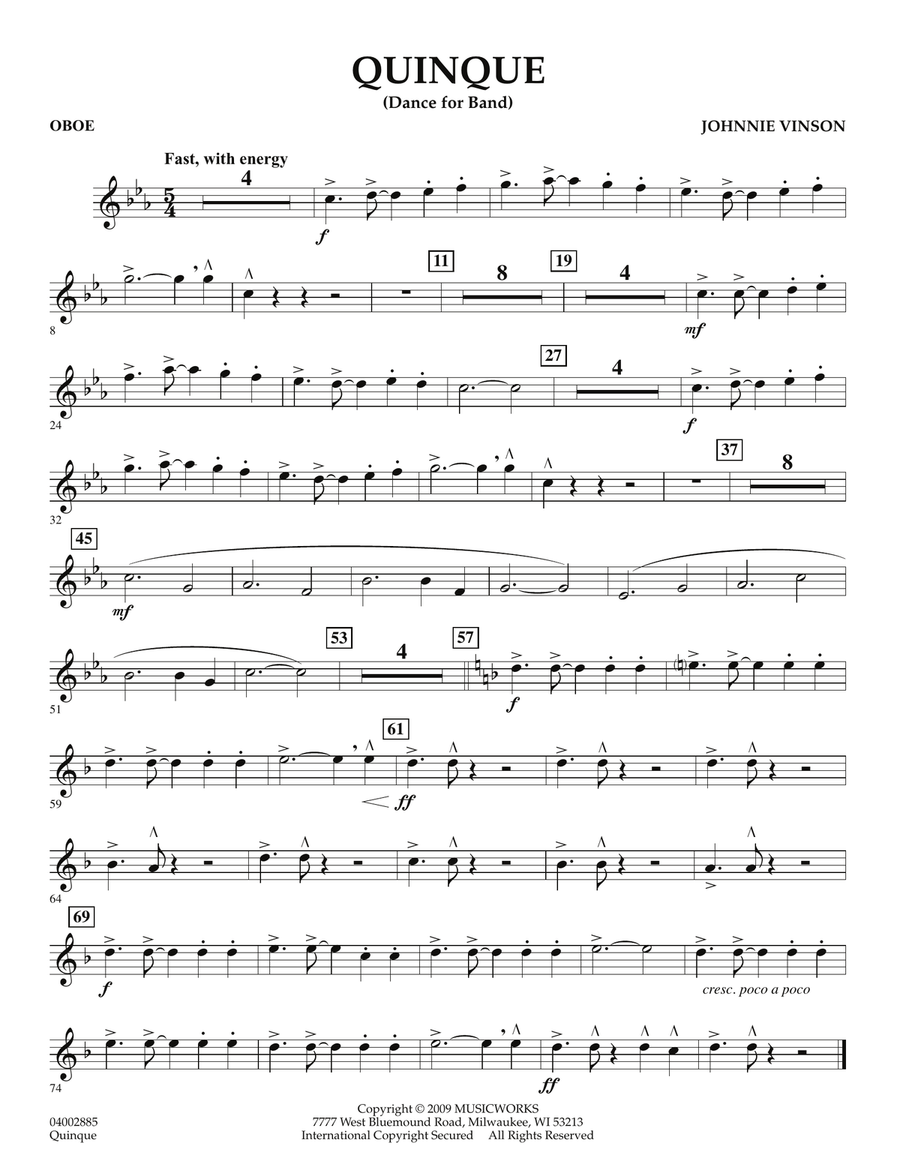 Quinque (Dance for Band) - Oboe Concert Band scores gallery preview page 1