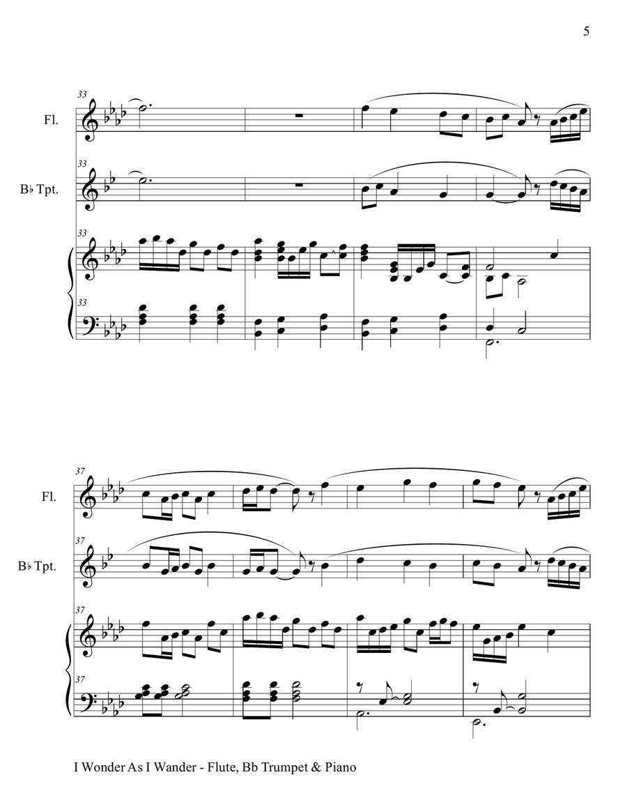 I Wonder As I Wander Flute scores gallery preview page 6