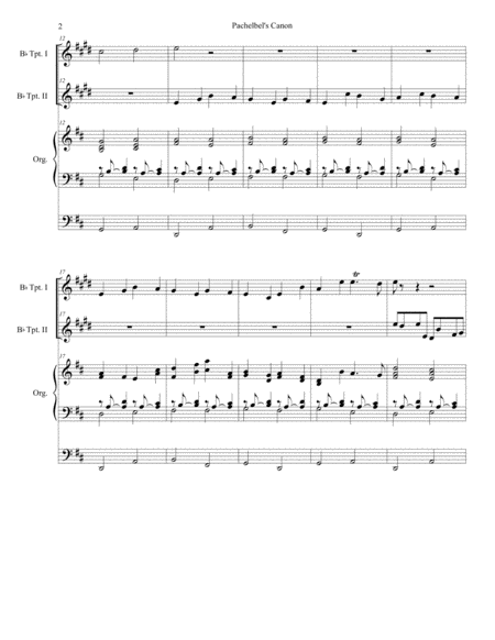 Pachelbel's Canon (Wedding Arrangement: Duet for Bb-Trumpet - Organ Accompaniment) image number null