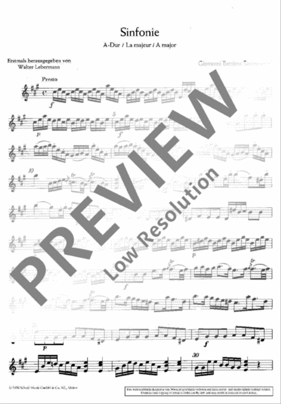 Sinfonia A major Violin scores gallery preview page 3