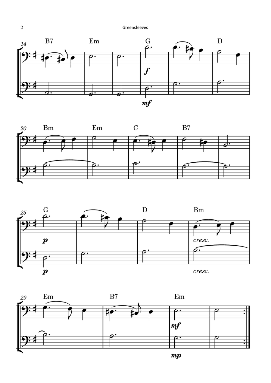 Greensleeves Greensleeves Trombone Duet scores gallery preview page 2